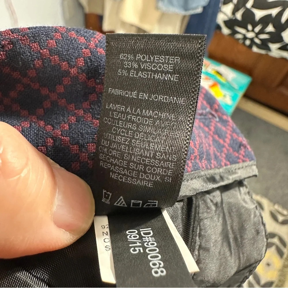 Express "Columnist" Navy/Plum Diamond Pattern Pan… - image 7